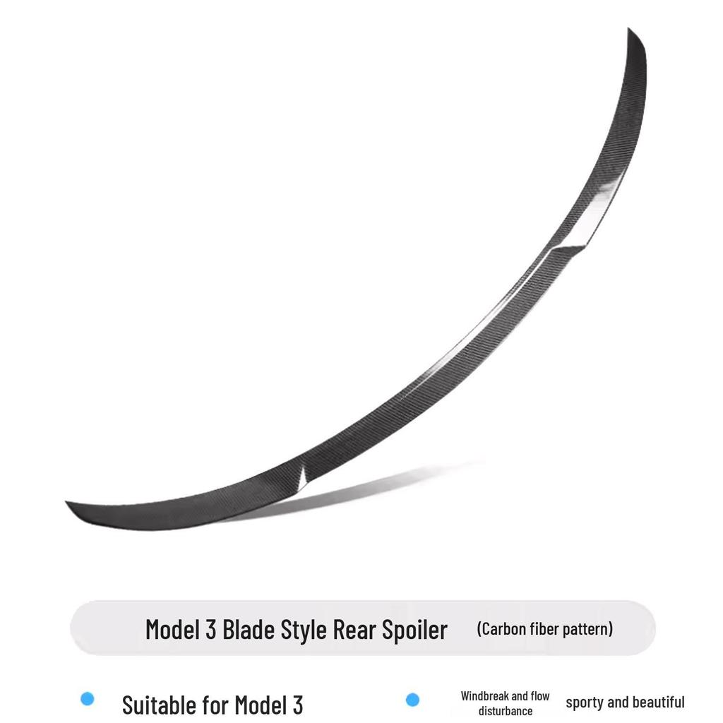 Influencer-Endorsed Carbon Fiber Rear Spoiler Kit for Tesla Model 3
