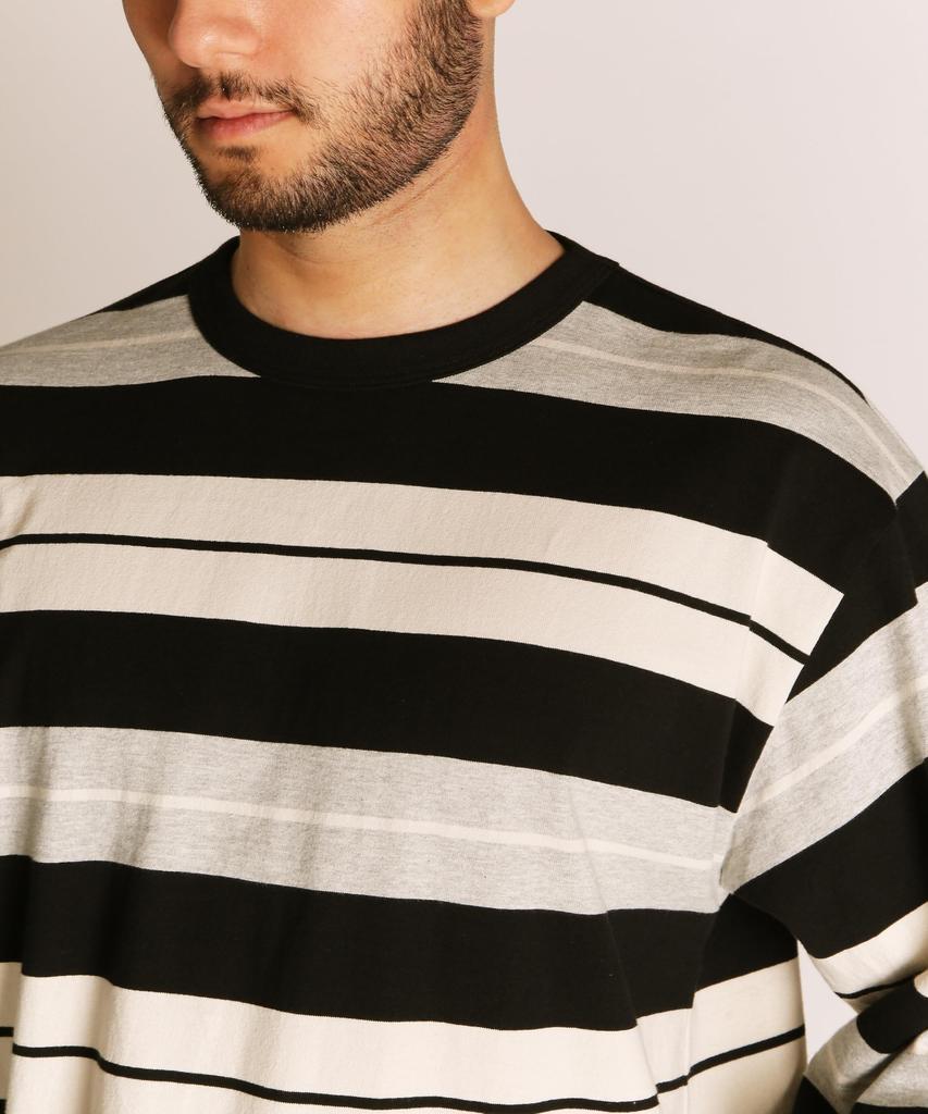 Schott O.G. BORDER LS T-SHIRT, Men's, Size 2XL, 010, Black, 782-5230011