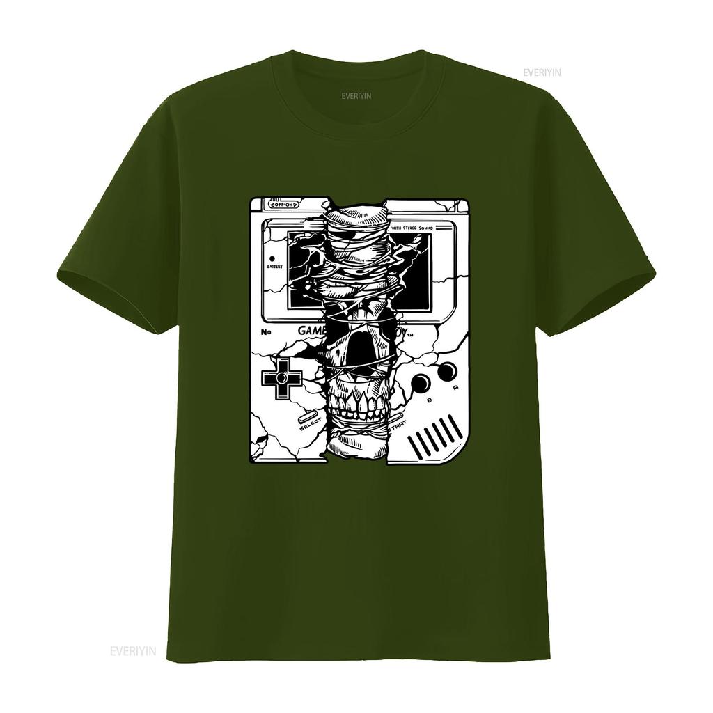 Cotton T shirt Gameboy Skull vintage Washed Soft Unisex fashion Stylish Comfortable Versatile Slightly Stretched homme