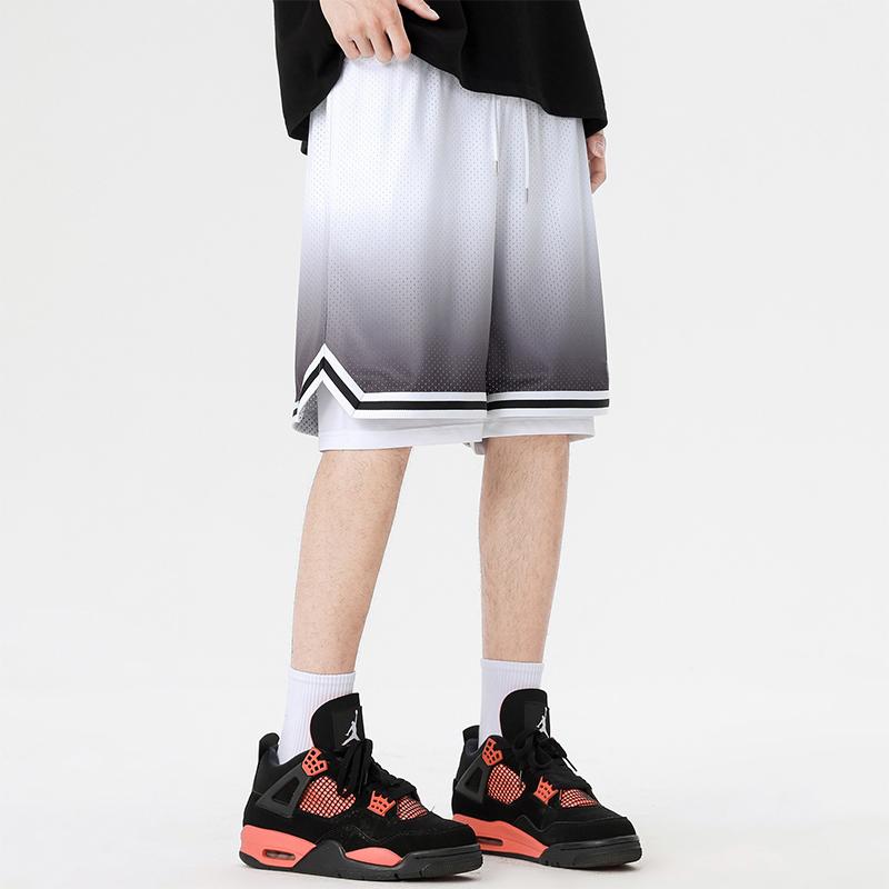 Gradient Fake Two-piece Shorts Men's Casual Shorts Sports Shorts Basketball Shorts