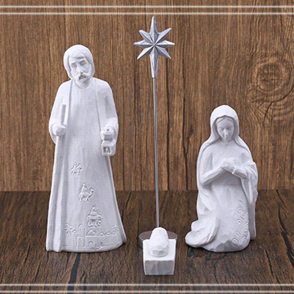 Festive Christmas Decor  Home Ornament Hand-Painted Religious Nativity Scene Statue for Christmas Showcase