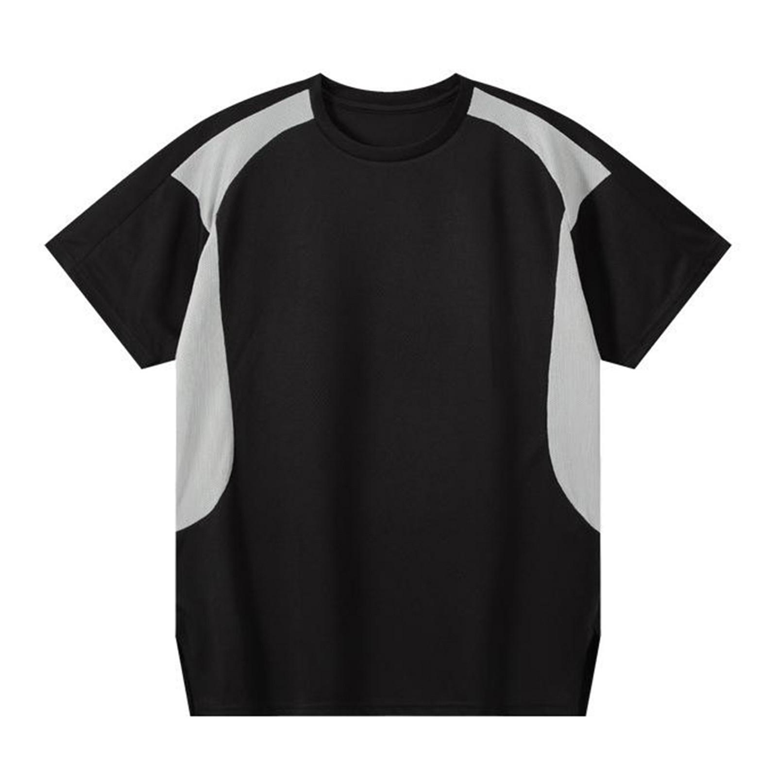 Унисекс с коротким рукавом для тренировок фитнеса бега дышащая модная спортивная повседневная футболка с круглым вырезом L чёрный 1383₽