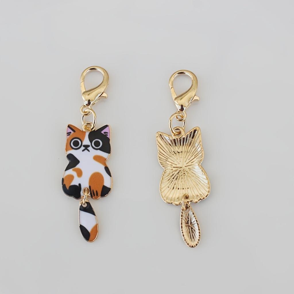 7Pcs Cartoon Cat Keychain Tail Movable Animal Keychain with Lobster Clasp