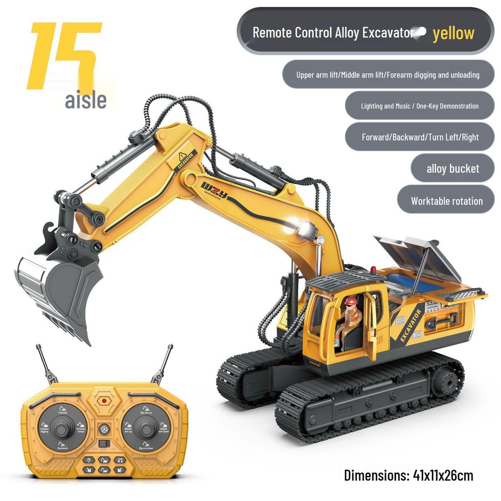 New Remote Control Alloy Excavator Toy for Kids Ages 3-8 - Engineering Vehicle Simulation