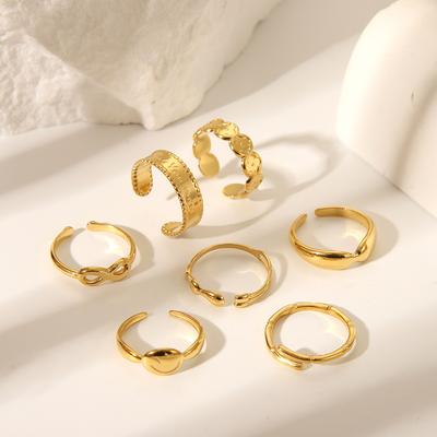 Gold Color Happy Rings For Women Stainless Steel OPenable Figure Rings