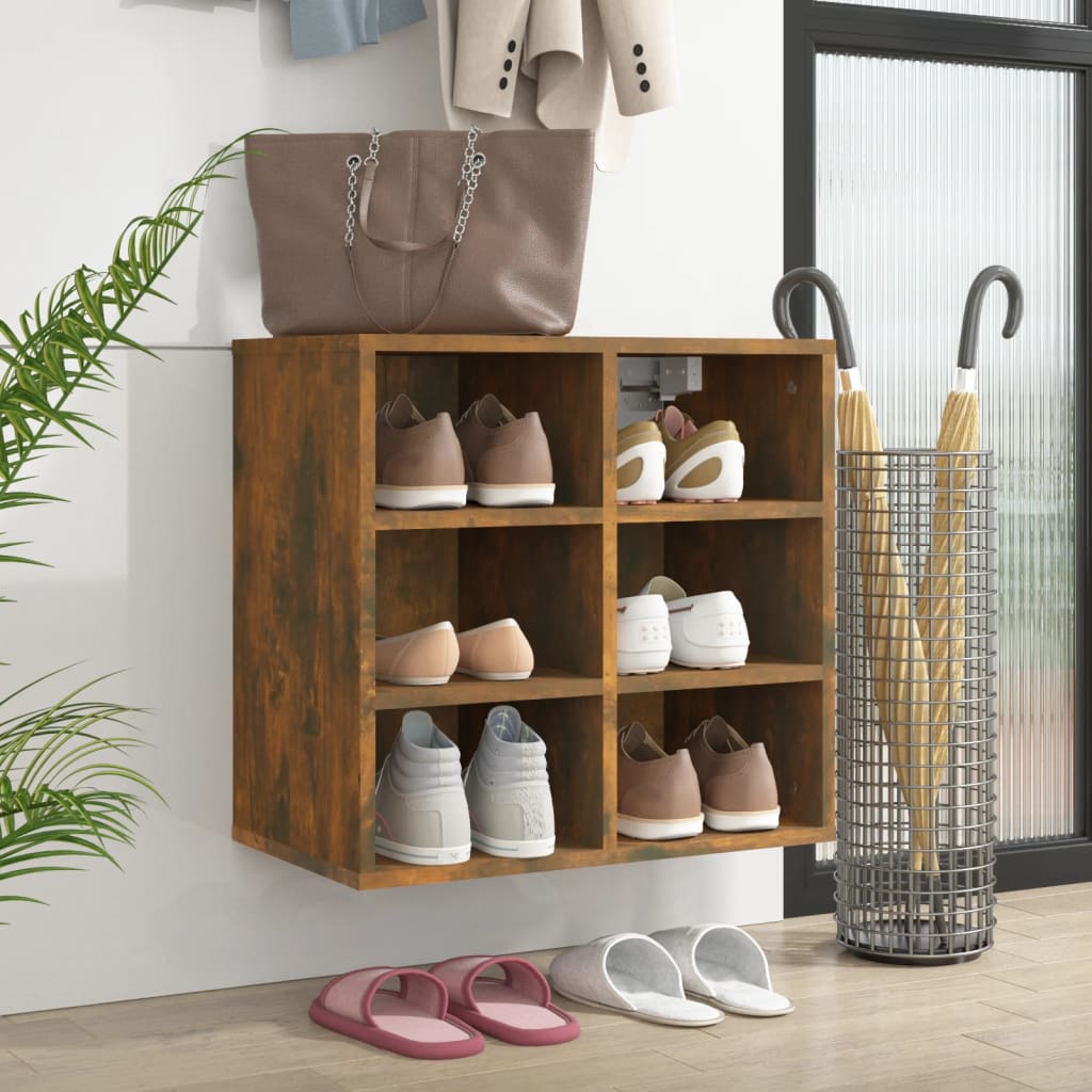 Shoe Rack Smoked Oak 52.5 x 30 x 50 cm