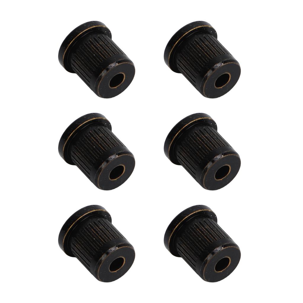 6Pcs Guitar String Ferrules Through Body Brass Recordative Edition for Electric Guitars Black