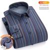 New Plus Size Velvet-Lined Men's Pure Cotton Plaid Shirt - Warm, Thickened for Autumn/Winter Cold Protection