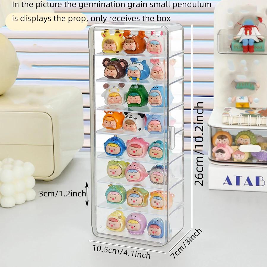

8-Layer Transparent Dustproof Storage Box with Lid - Adjustable Dividers & Cute Little Display Compartment for Organizing