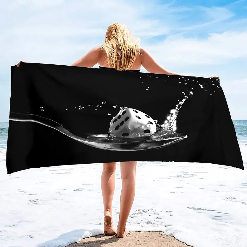 Dice Print Oversized Beach Towels,Super Absorbent Sand Free Thick Microfiber Beach Towel ,Cute Tropical Palm Leaf Beach Towels
