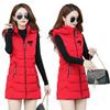 Autumn and winter new women's cotton vest medium and long large size slim-fit hooded sleeveless down cotton vest