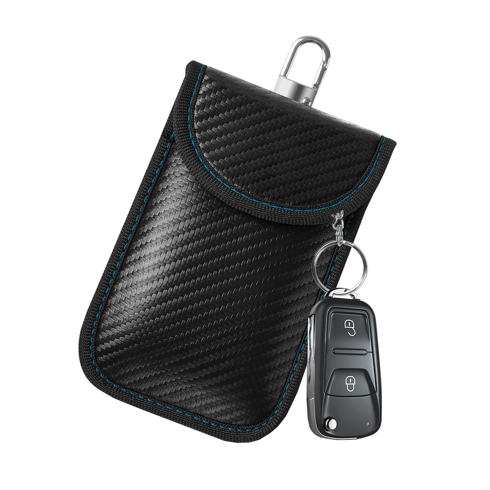 Faraday Bag Pouch For Car Keys Car RFID Signal Blocking Holder Key Fob Protector PU Leather Double RFID Blocking Layer