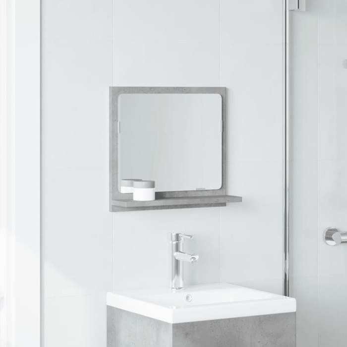 VidaXL Armoire à miroir de salle de bain gris béton bois d'ingénierie, meuble à miroir, miroir avec étagère, étagère de 856182