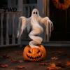 Decorative Yard Art for Halloween Swirling Ghost Pumpkin Lamp, Lighted Spooky Lamps Statue, Warm LED Outdoor Decoration Porch Garden Lawn Decorations