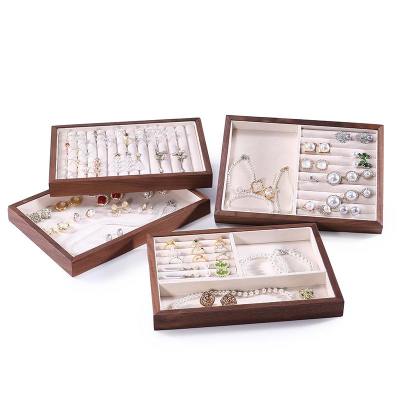 Walnut Jewelry Display Stand Combination Set Jewelry Display Ring Jewelry Look Pallet Necklace Display Model Stand