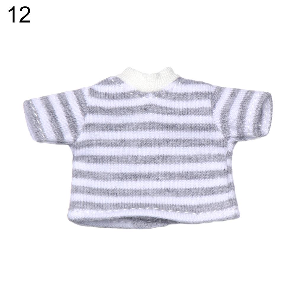 Ob11 Doll Clothes Striped Tops T-shirt Shorts Socks Suit Knitted Sweatshirt For Mini 1/12 Doll Cute Surprise Face Boy Girl Gift