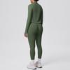 Women's Stand Collar Knit Zipper Jacket, Sports Bra & Yoga Pants Set