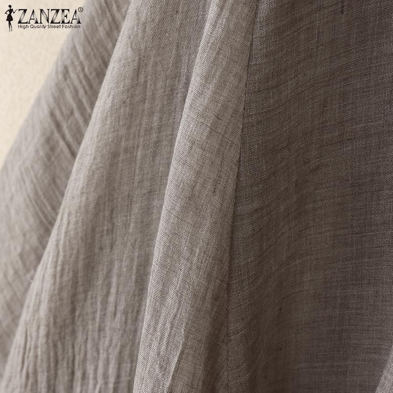 ZANZEA Women Casual Cowl Neck Long Sleeve Asymmetric Cover Up Blouse