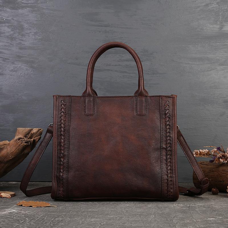 

Женская сумка из натуральной кожи, простая однотонная винтажная сумка из коровьей кожи премиум-класса, сумка через плечо из коровьей кожи премиум-класса темно-коричневого