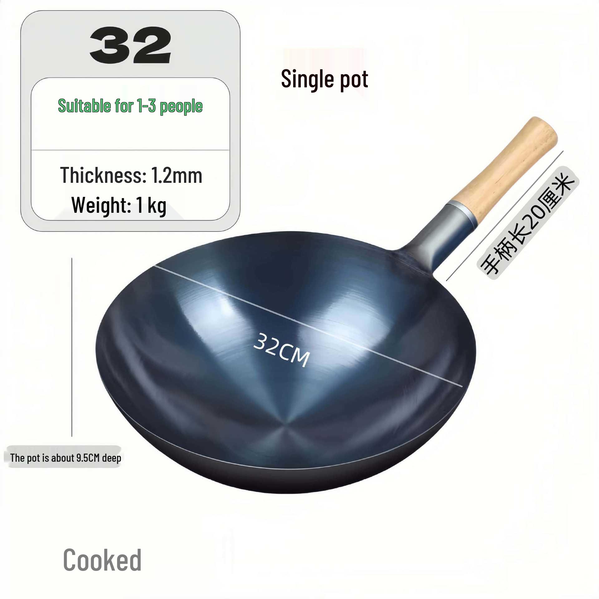 Old-Fashioned Cast Iron Chef Wok - Non-Stick, No Coating, Gas Stove Compatible Cooking Pan.