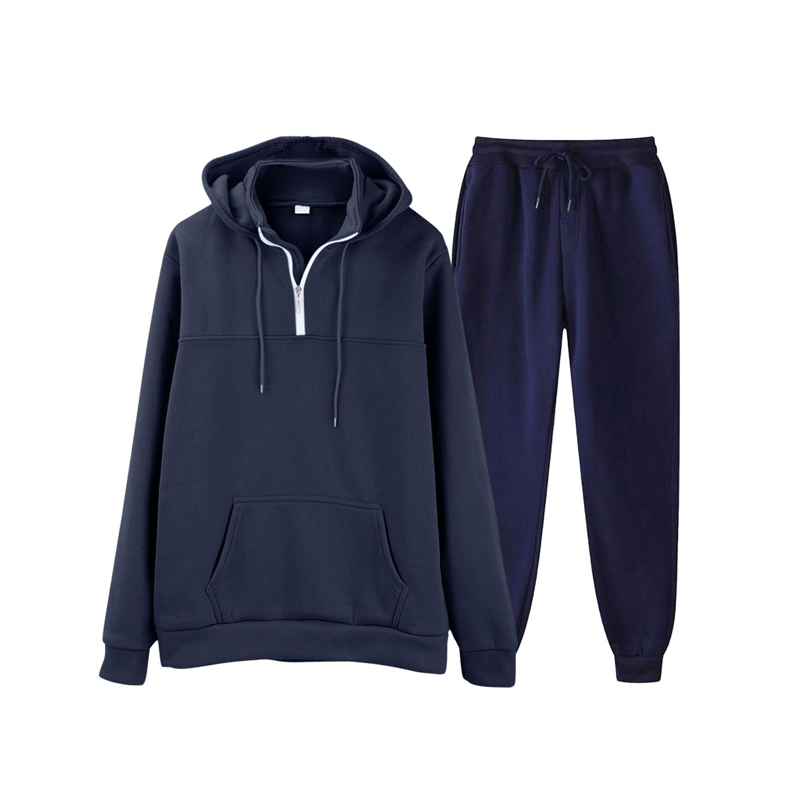 

Мужская однотонная толстовка с длинным рукавом и длинными брюками, комплект из спортивной толстовки с капюшоном и воротником-стойкой + спортивные штаны XL