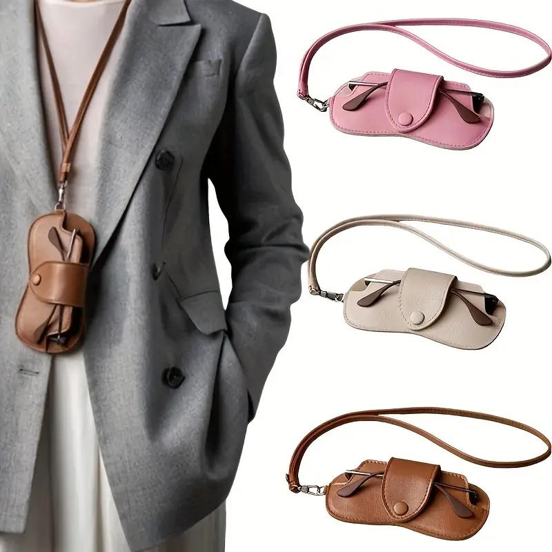 Retro Glasses Storage Bag Can Be Hung Around The Neck for Travel Sunglasses Glasses Case with Detachable Shoulder Strap To Prevent Lost Glasses Case