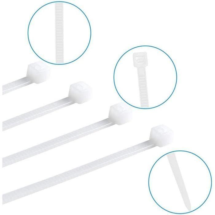 Serres-Câble - Lot de 100 - Plastique - 100mm - 2,5mm - Blanc