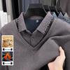 Herren Herbst/Winter Verdickter Samt Wolle Revers Zweiteiliger Lagenpullover für Mittleres und Älteres Alter