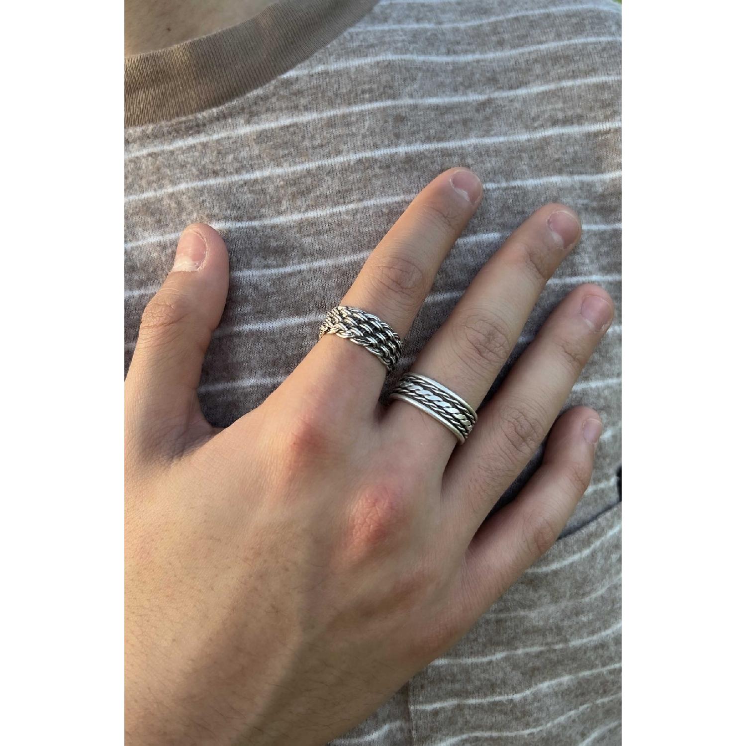 

Spanish Wicker And Spiral Pattern Model Adjustable Silver Plated Ring Set