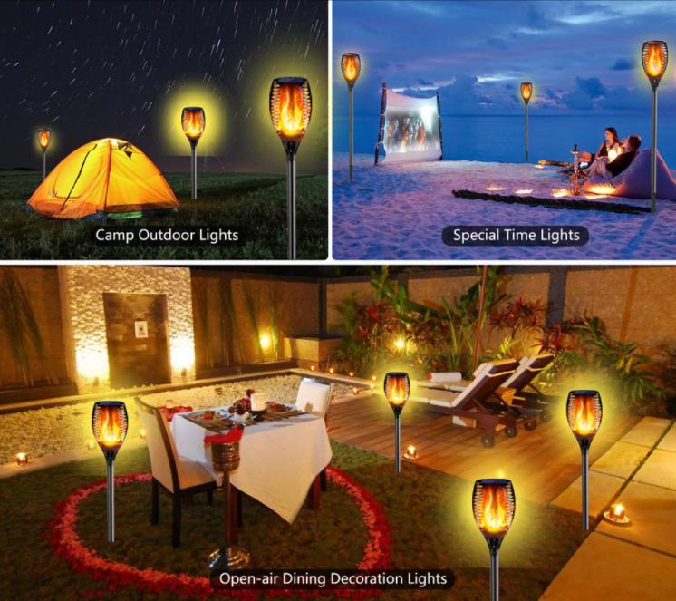 Solar Outdoor Waterproof 12 Led Torch Light Flame Lamp Flickering Flame Lights for Garden
