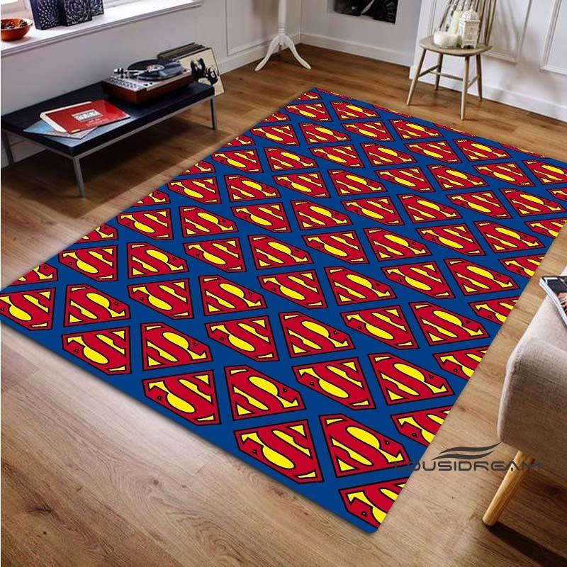 "Superman" rugs in a variety of styles and sizes—perfect for use as bedroom play mats, living room rugs, and home decor.