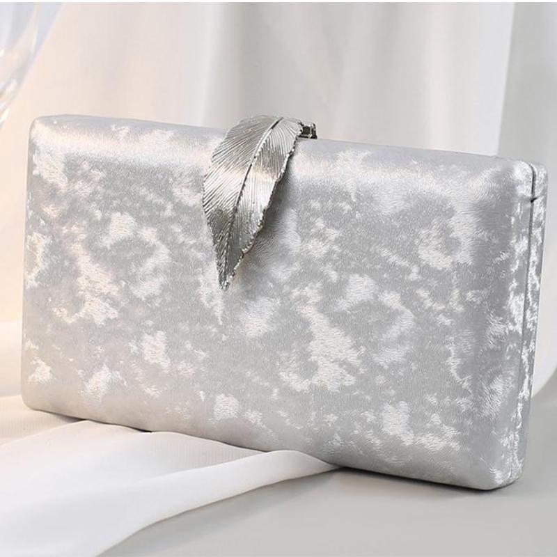 Evening Clutches Bag WHTUOHENG Gold Leaves Lady Shoulder Handbag Women Formal Clutch Long Chain Purses Female Girls Minaudiere