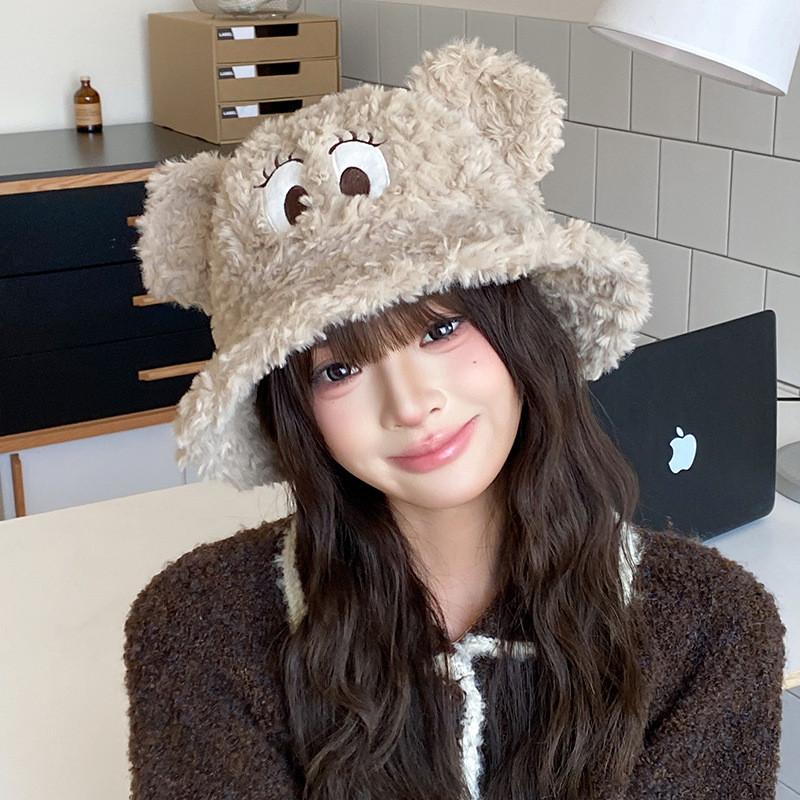 Fisherman Plush Cute Hat With Big Eyed Embroidery And Ear Design For Daily
