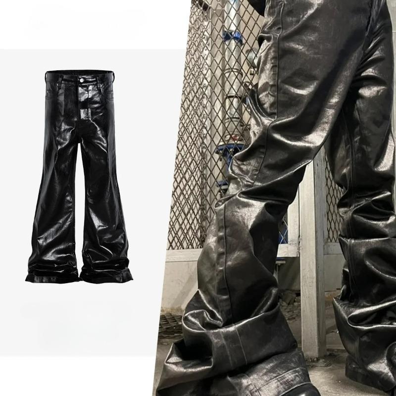 FlowStreet Coated Glossy Patent Leather Flared Jeans M