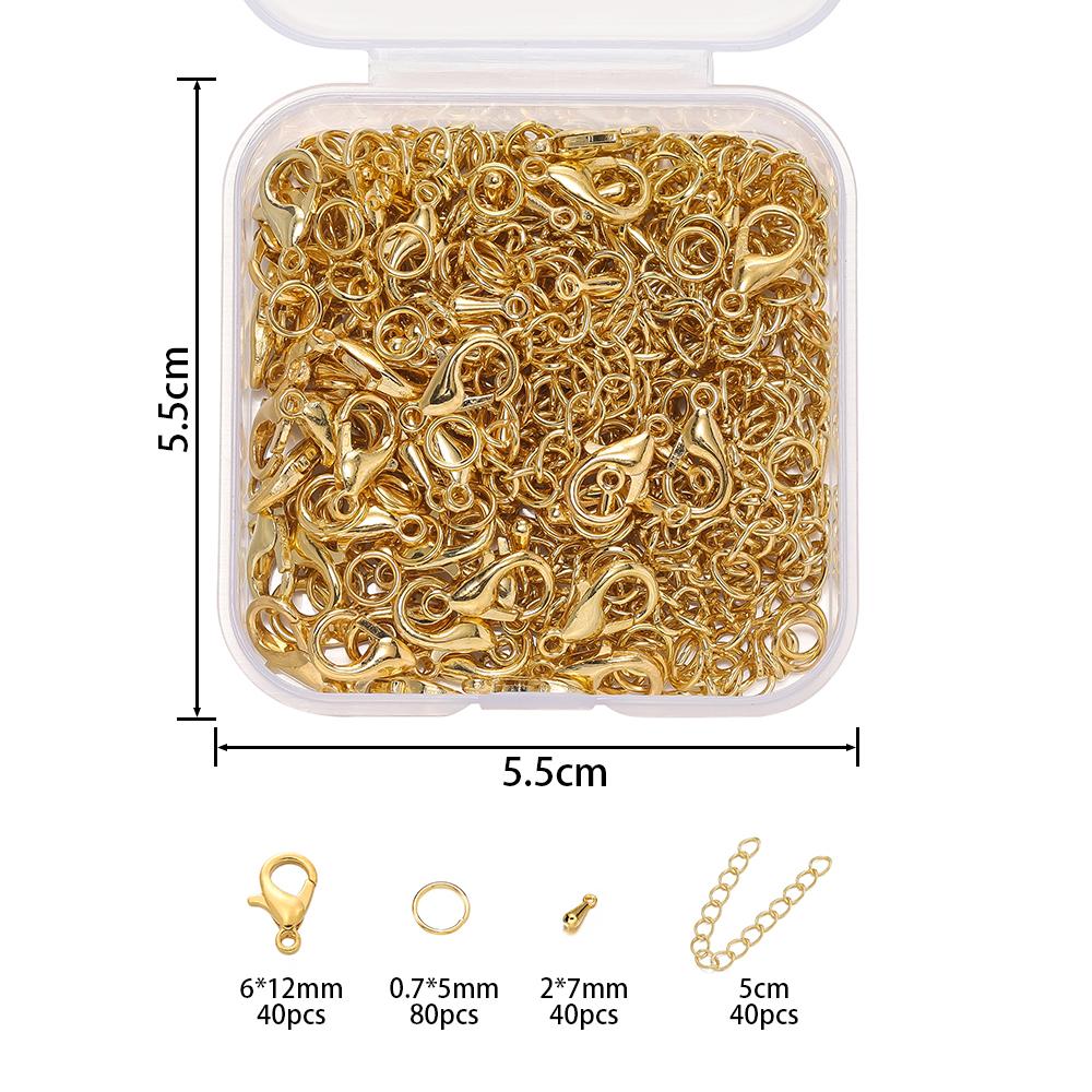 200pcs/Box Lobster Clasp Jump Rings Extension Chain Water Drop End Pendants Connector Chain Charm Kit for DIY Jewelry Making
