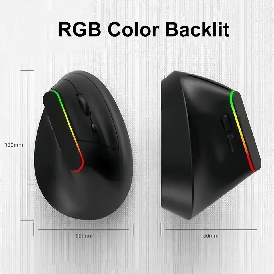 2.4G Wireless Mouse Dual Mode RGB Vertical Mouse Bluetooth Mouse Rechargeable Silent Mouse Ergonomic Mice for PC Laptop Desktop