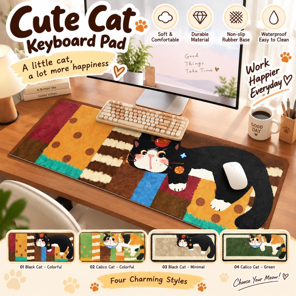 Cartoon Cat Pattern Keyboard Mice Mat Large Size Computer Desk Protector New Laptop Table Mat Home