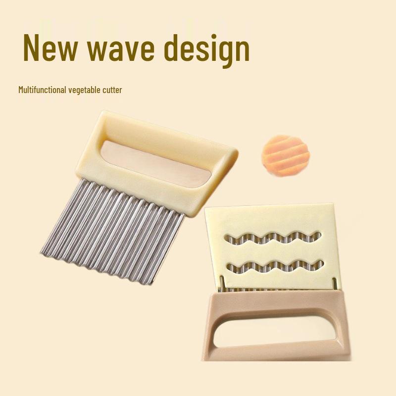 Stainless Steel Wavy Vegetable Cutter for Fancy Slicing Khaki Wave Cutter + Box