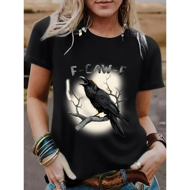 Women's Eagle Print Fashionable Loose Casual Short-sleeved Round-neck T-shirt