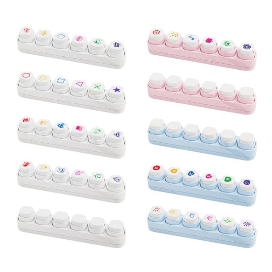 1 set mini-stämplar för planerare 6 designer Självfärgande stämplar Söta plaststämplar för dagbokföring Scrapbooking Planerare DIY-hantverk