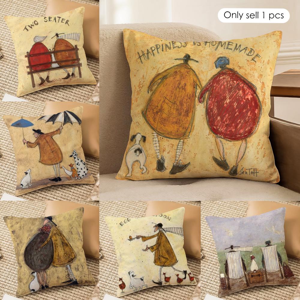 Happy Adults Toys Unisex S-Sam Toft Art Retro Cushion Cover Silky Short Plush Invisible Zipper Dustproof Sofa Pillow Case For Home Decor