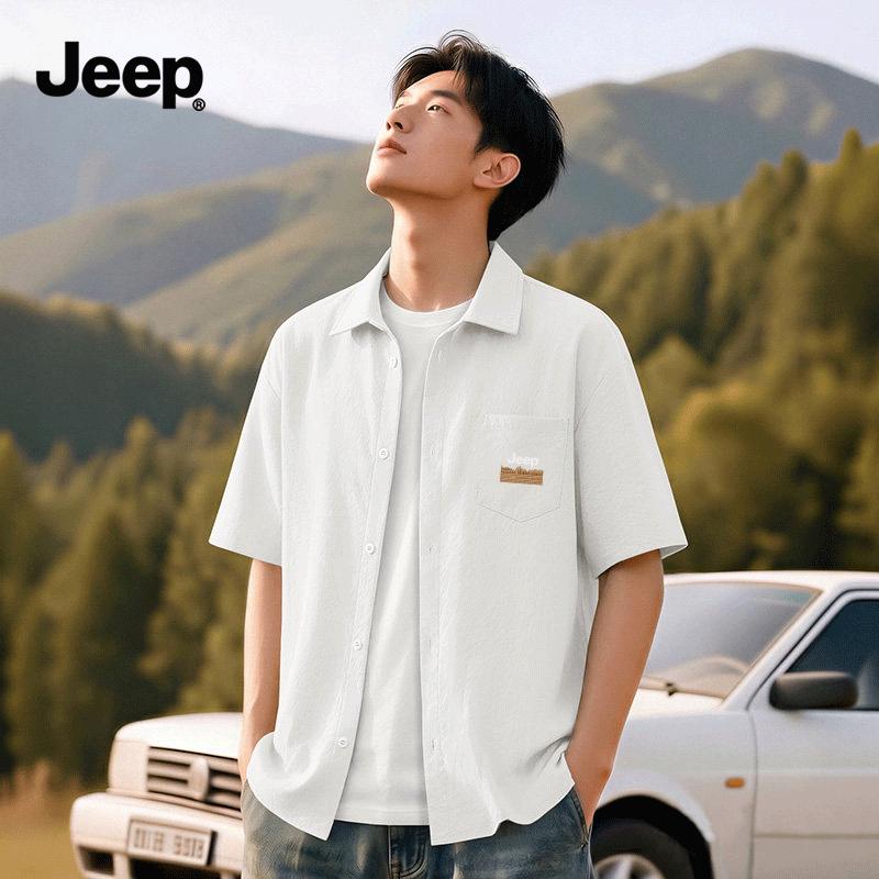 

JEEP Men s Ice Silk Short Sleeve Casual Shirt M /170
