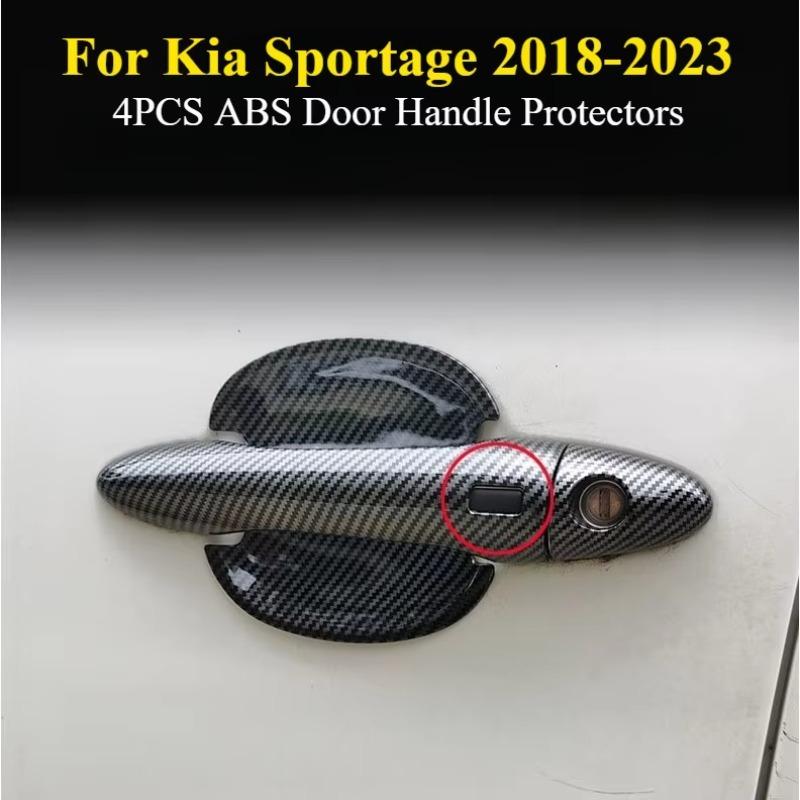 For Kia Sportage 2018-: 4PCS ABS Door Handle Protectors - Dual Smart Keyhole, Peel & Stick wear-resistant