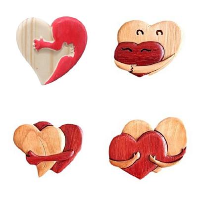 Regalo per il Giorno di Natale San Valentino Scultura a Forma di Cuore d'Amore in Legno Ornamento Artigianale