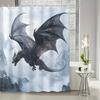 Mysterious dragon shower curtain - majestic flying creatures hanging on the living room wall, bedroom decoration - fantasy and