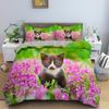 Lovely Baby Cat Bedding Set 3D Kitten Flower Bed Single Double Queen Twin Full Size Duvet Cover Set Kids Girls Room Decor