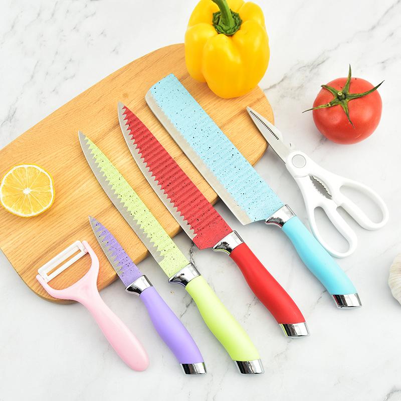 Color Wave Pattern 6-piece Knife Stainless Steel Kitchen Knife Gift Box