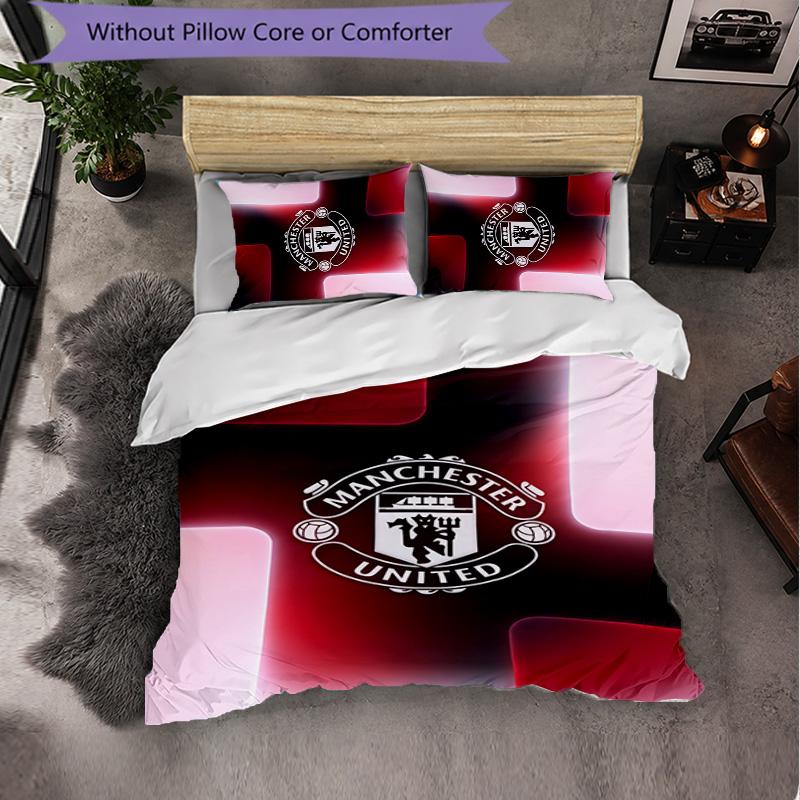 Biancheria da letto a tema Manchester United FC Set 3 Pezzi Copripiumino Biancheria da letto Decorativa per Stanza Adolescenti Decorazione Casa
