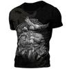 Retro Viking Tattoo 3D Printed Men's T-shirt Summer Viking Odin Round Neck Loose Short Sleeve Casual Top T-shirt Oversized T-shirt