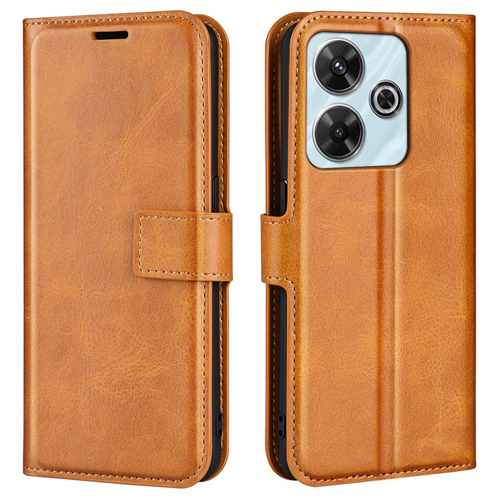 

Для Xiaomi Redmi 13 5G/13 4G/Note 13R 5G/Poco M6 4G Чехол-кошелек Кожаный чехол для телефона Текстура телячьей кожи Yellow